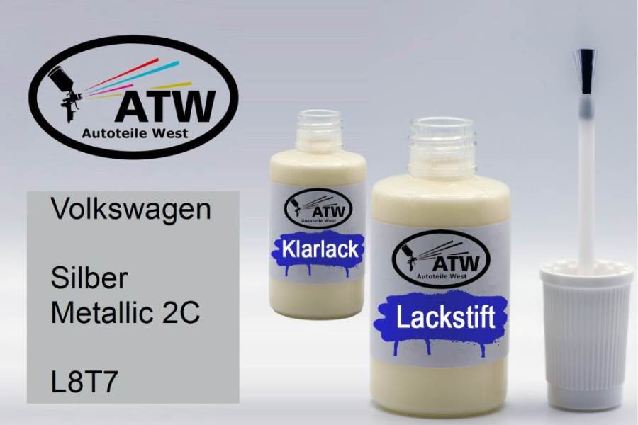 Volkswagen, Silber Metallic 2C, L8T7: 20ml Lackstift + 20ml Klarlack - Set, von ATW Autoteile West.